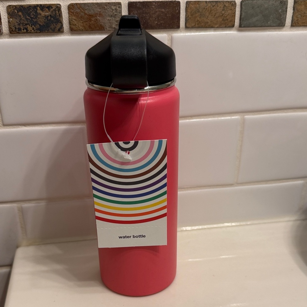 Target Pink Stainless Steel Water Bottle with Black Lid